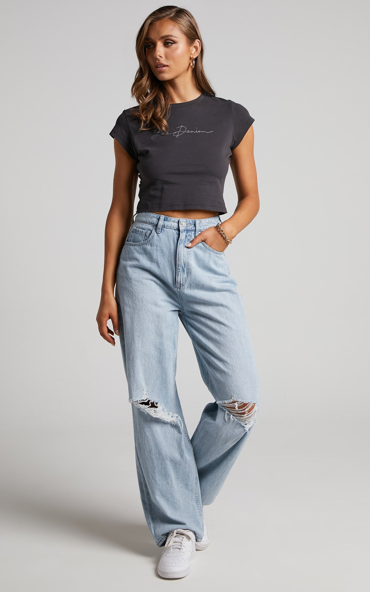Lee - Diamond Baby Tee in Worn Black