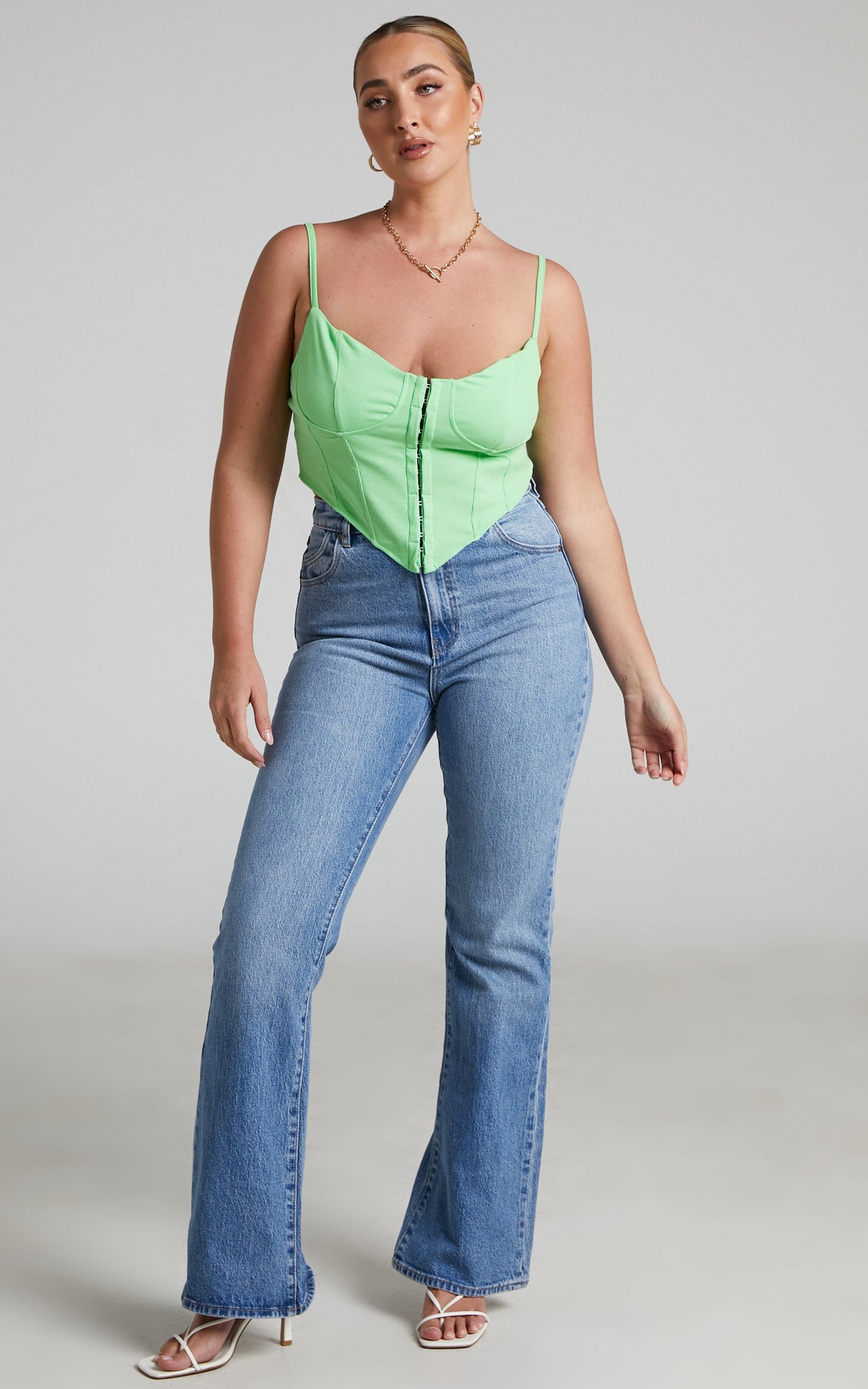Maci Corset Style Top in Apple Green
