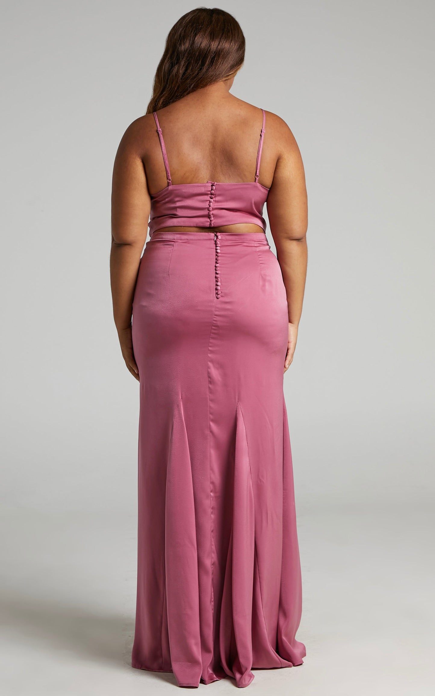Massima Two Piece Set - Crop Top and Mermaid Maxi Skirt Set in Dusty Rose