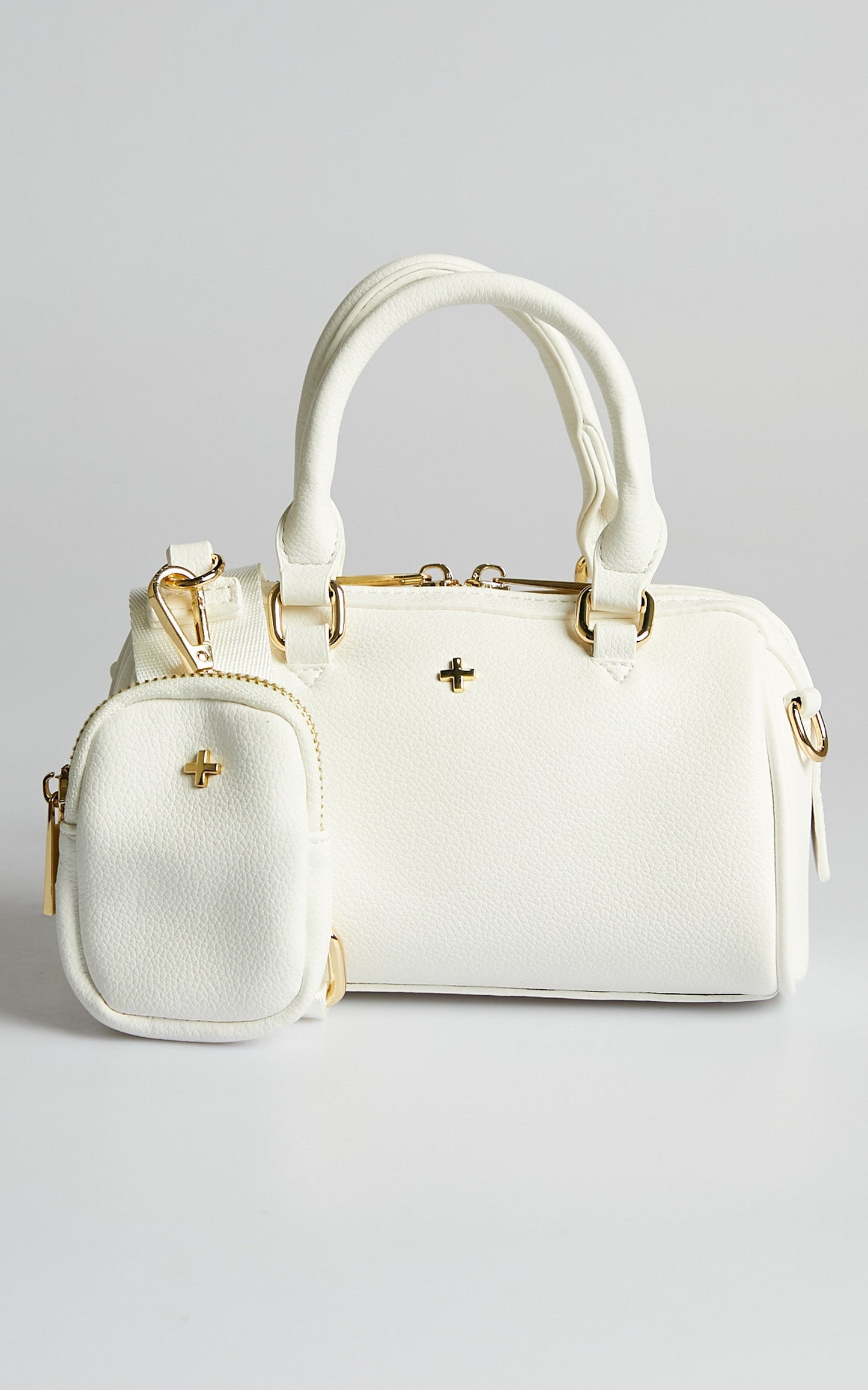 Peta and Jain - Bounty Bag in White Pebble/Gold