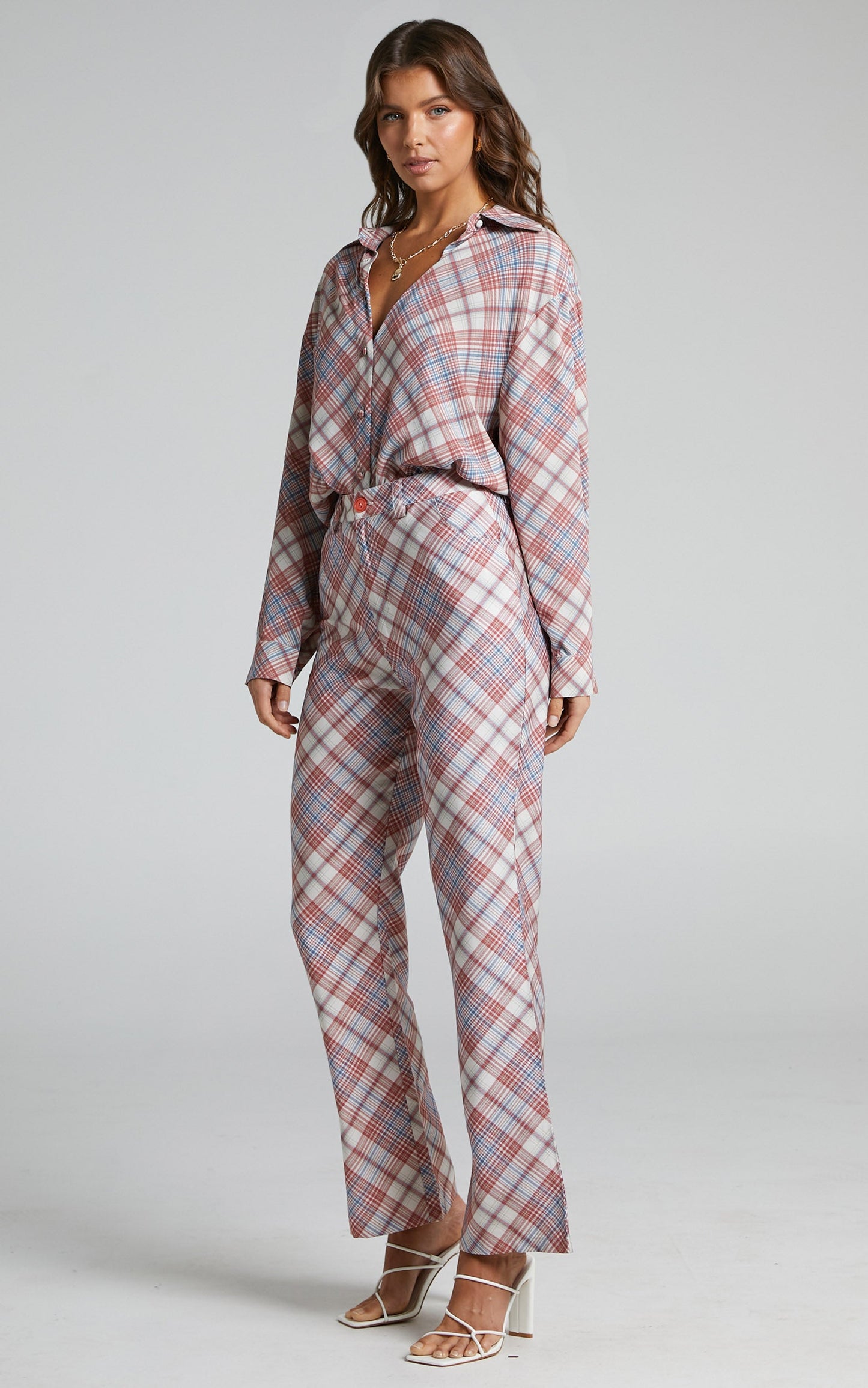 Rolla's - PLAID BOOTCUT PANT in Pomegranate