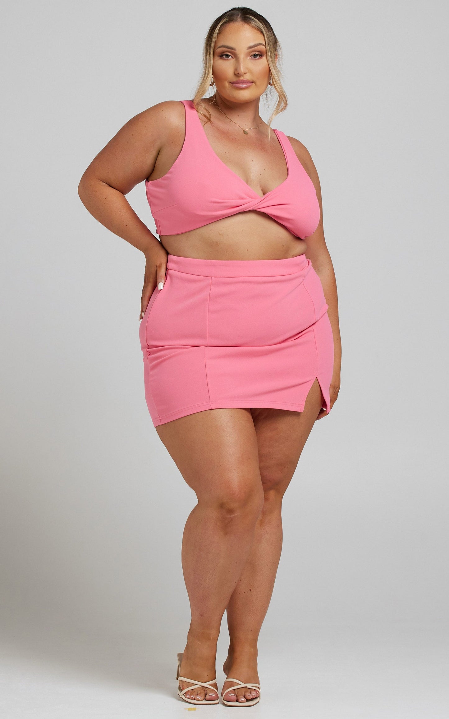 Jett Twist Detail Mini Two Piece in Bubblegum Pink