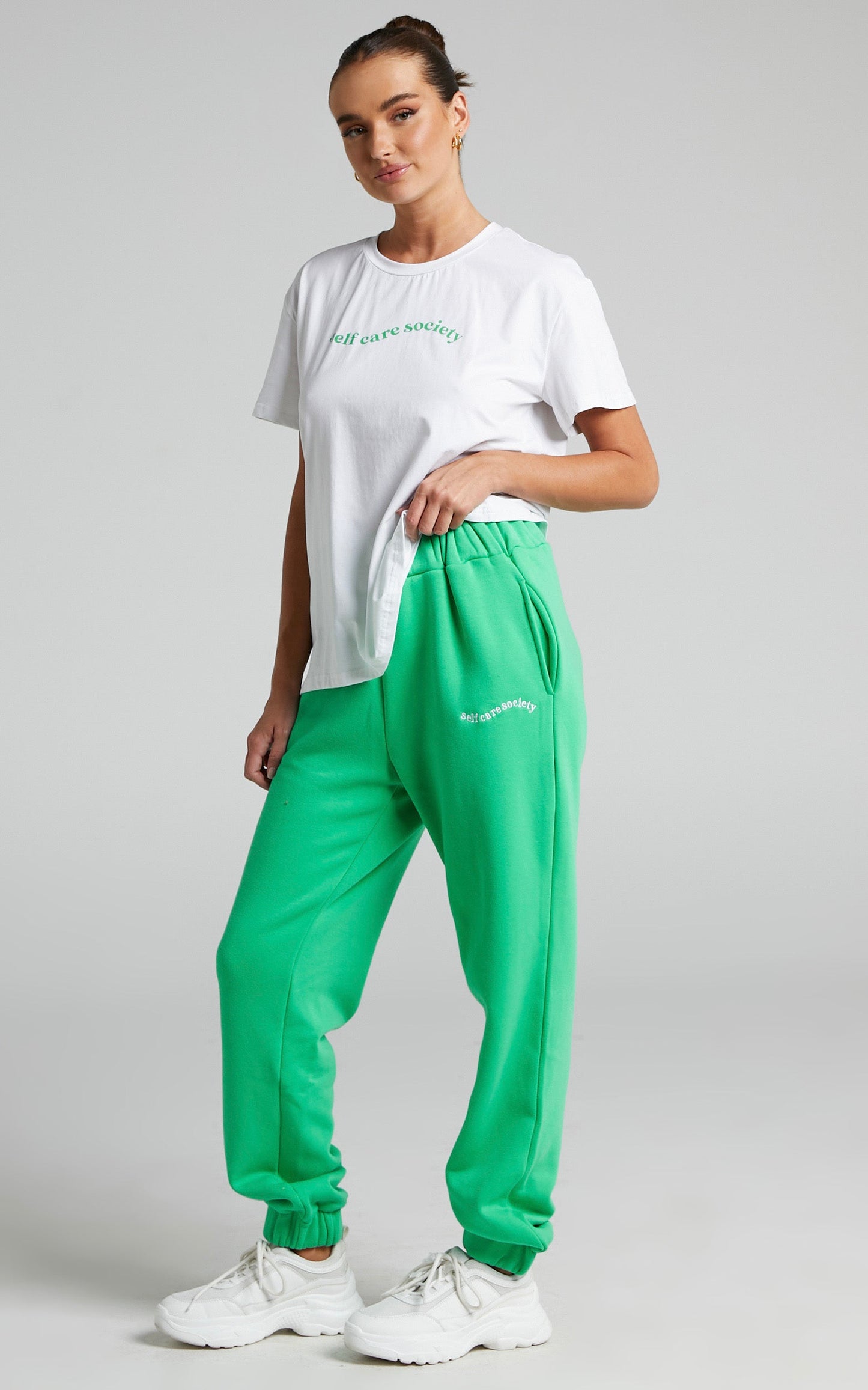 Sunday Society Club - Mid Waisted Maddie Sweatpants in Apple Green