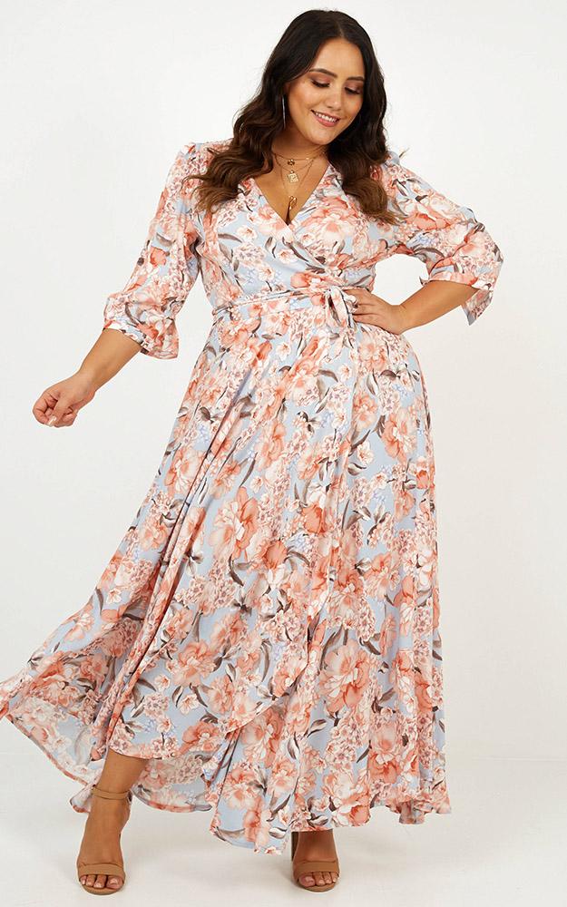 Cover Me Up Maxi Dress In Peach Floral