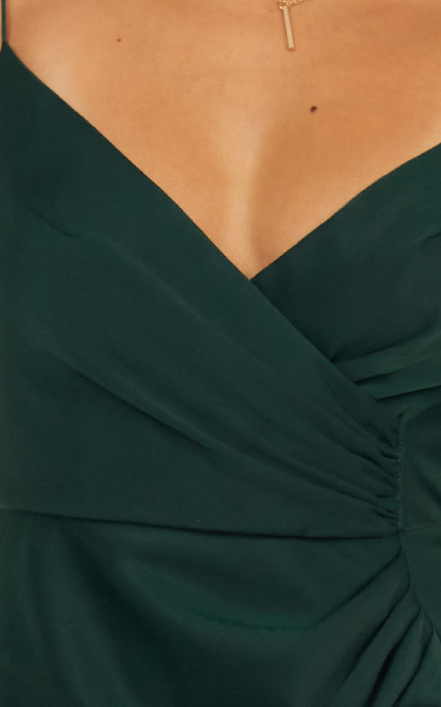 Mighty Touch Dress In Emerald Satin