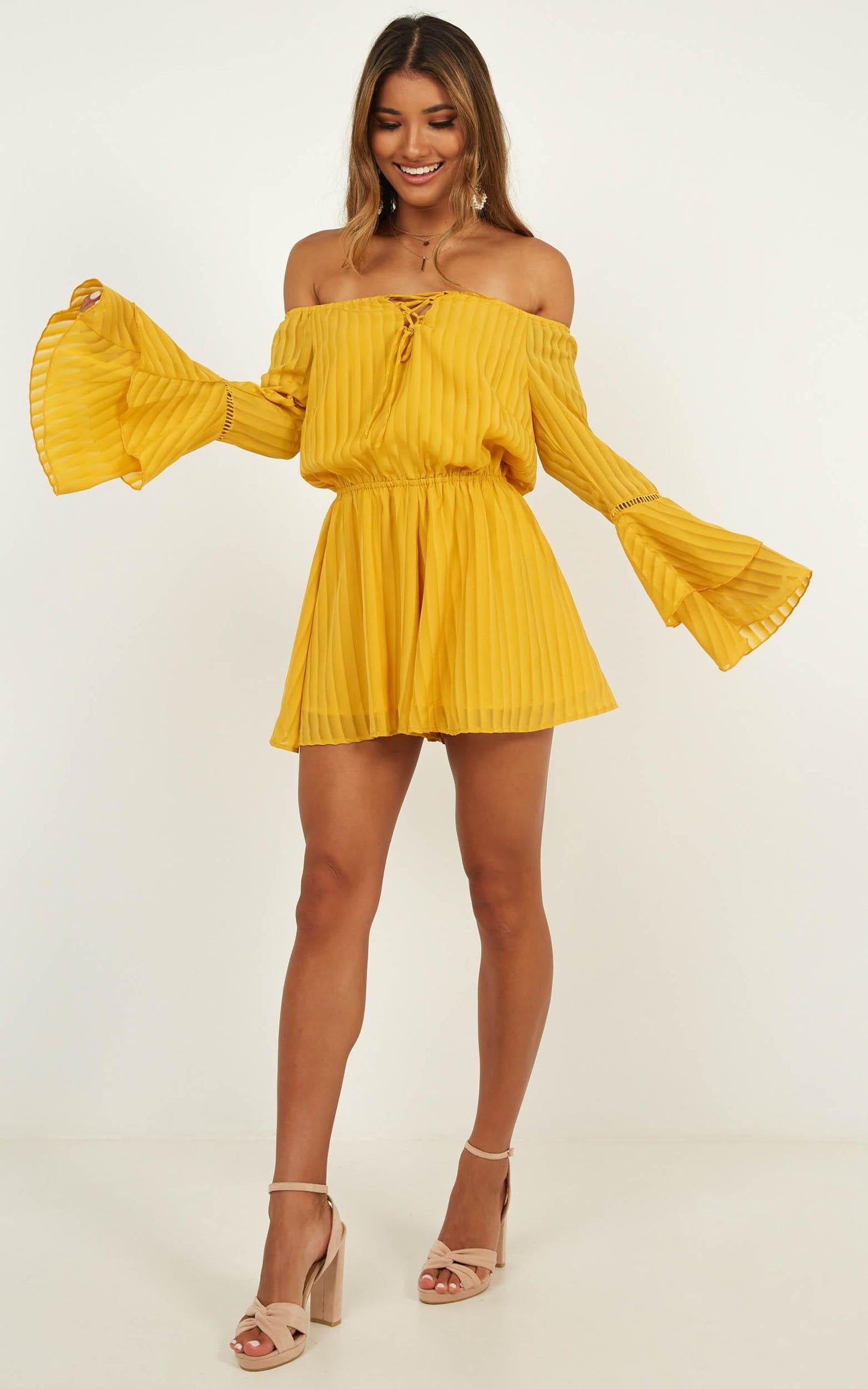 Cupids Arrow Playsuit In Mustard