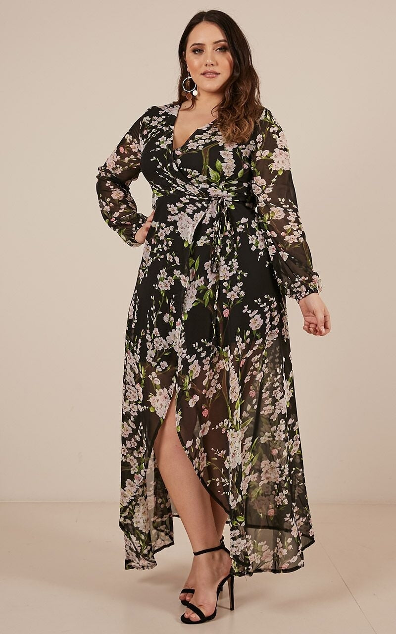 Autumn Falls Maxi Dress In Black Floral