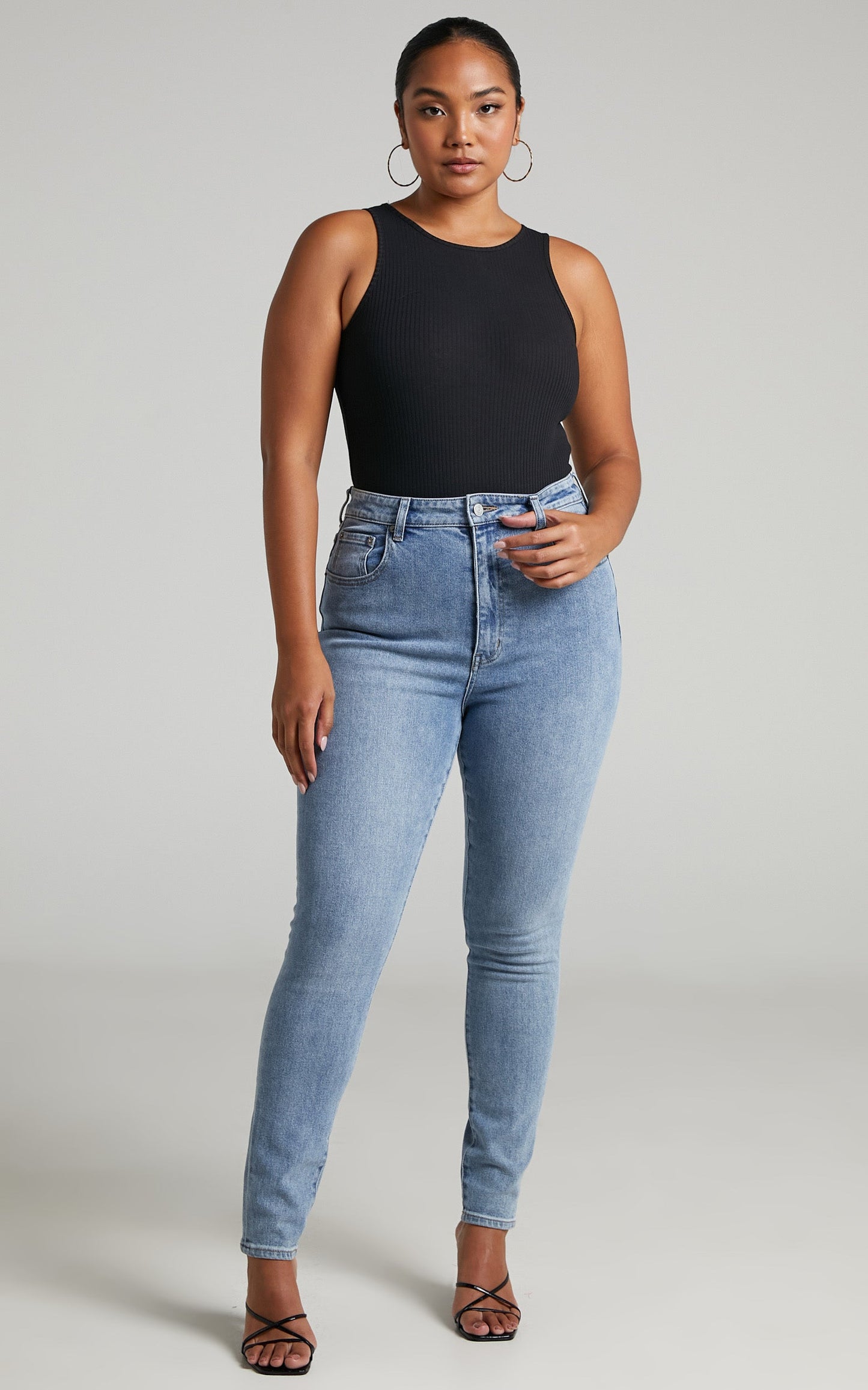 Julia Bodysuit - High Neck Ribbed Bodysuit in Black