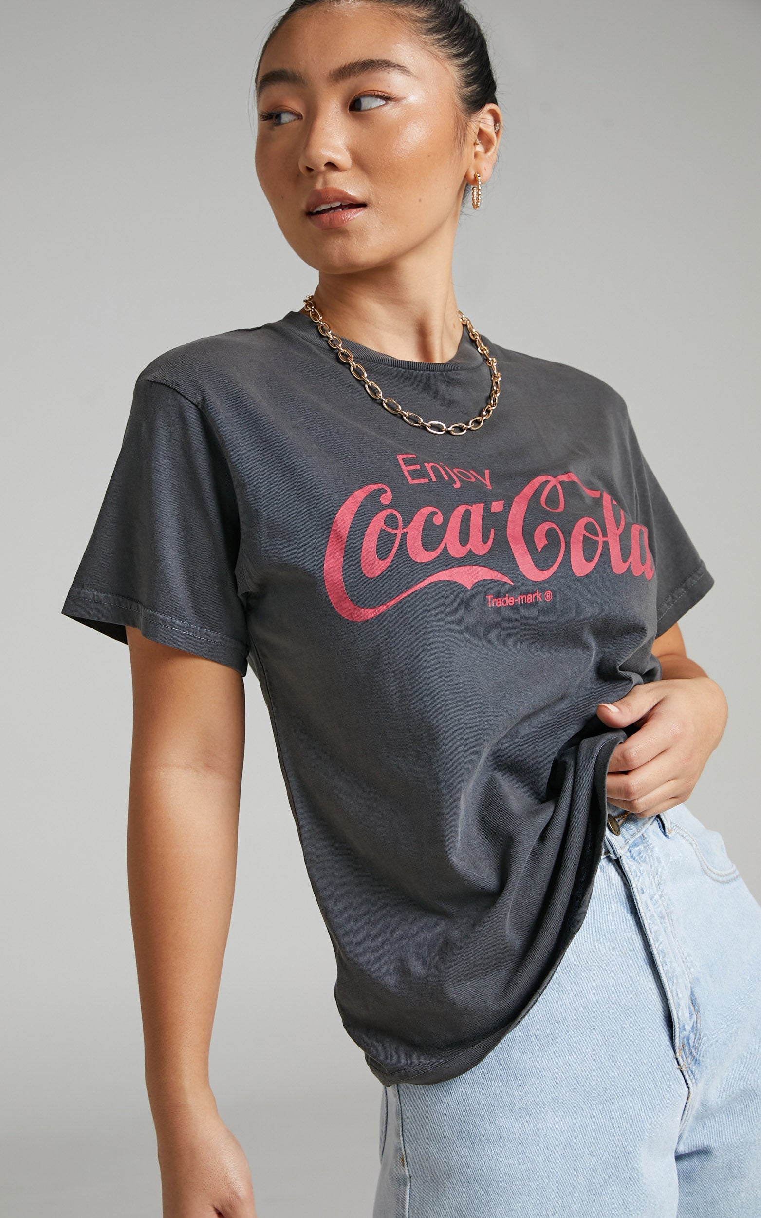 Rolla's - COCA COLA CLASSIC TOMBOY TEE in Washed Black
