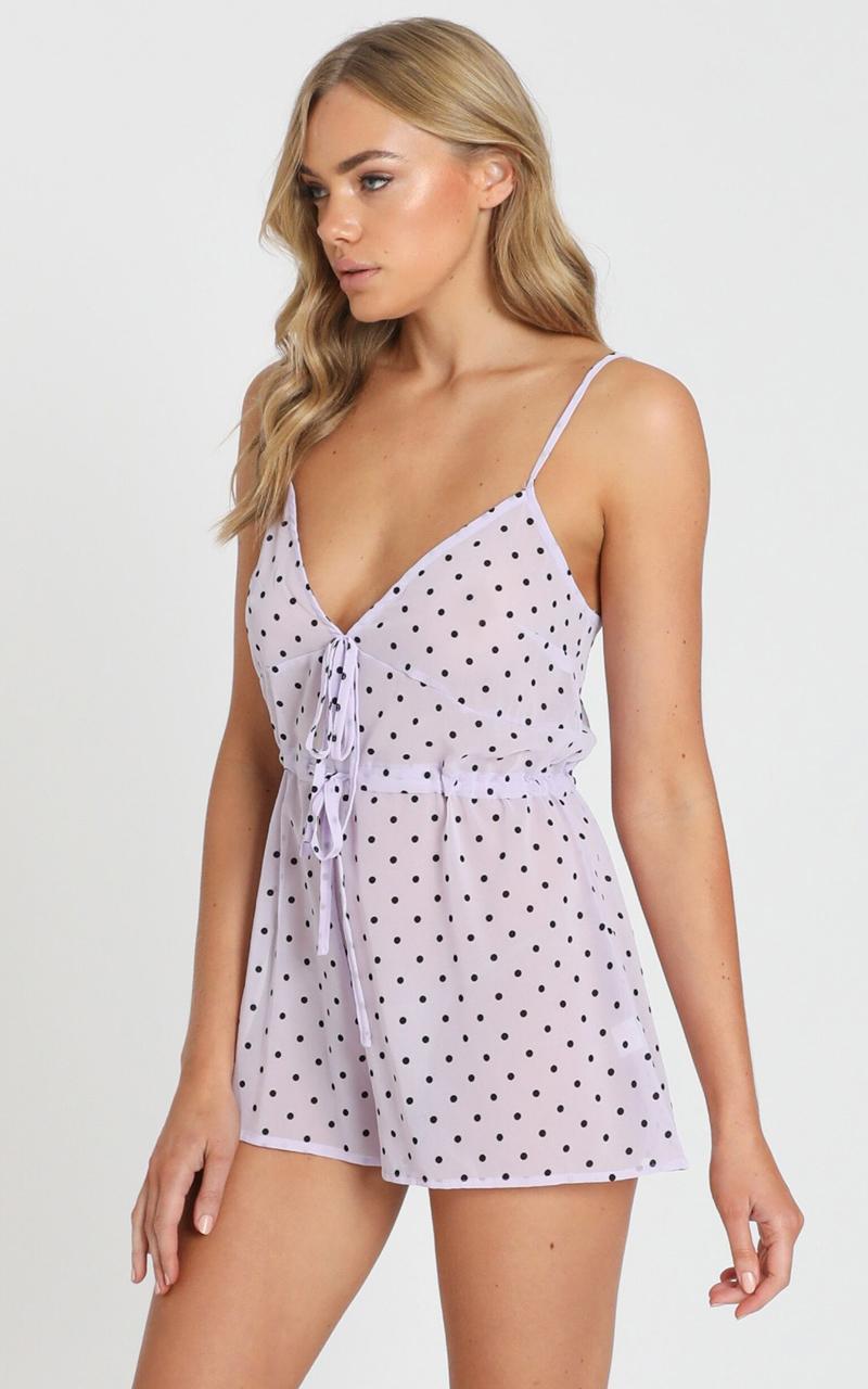 Shadow Of Us Romper in Lilac Spot