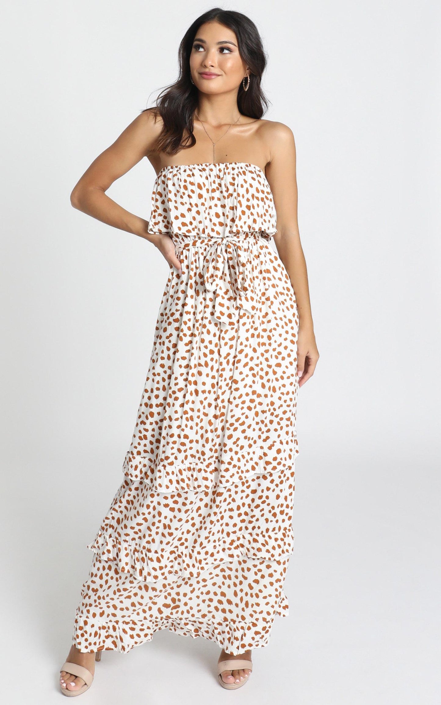 Candice Dress in Tan Spot