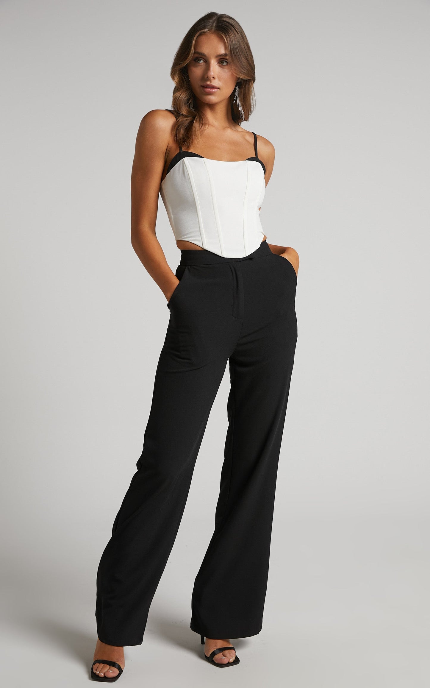 Kimmay Pants - High Waisted Tailored Straight Leg Pants in Black