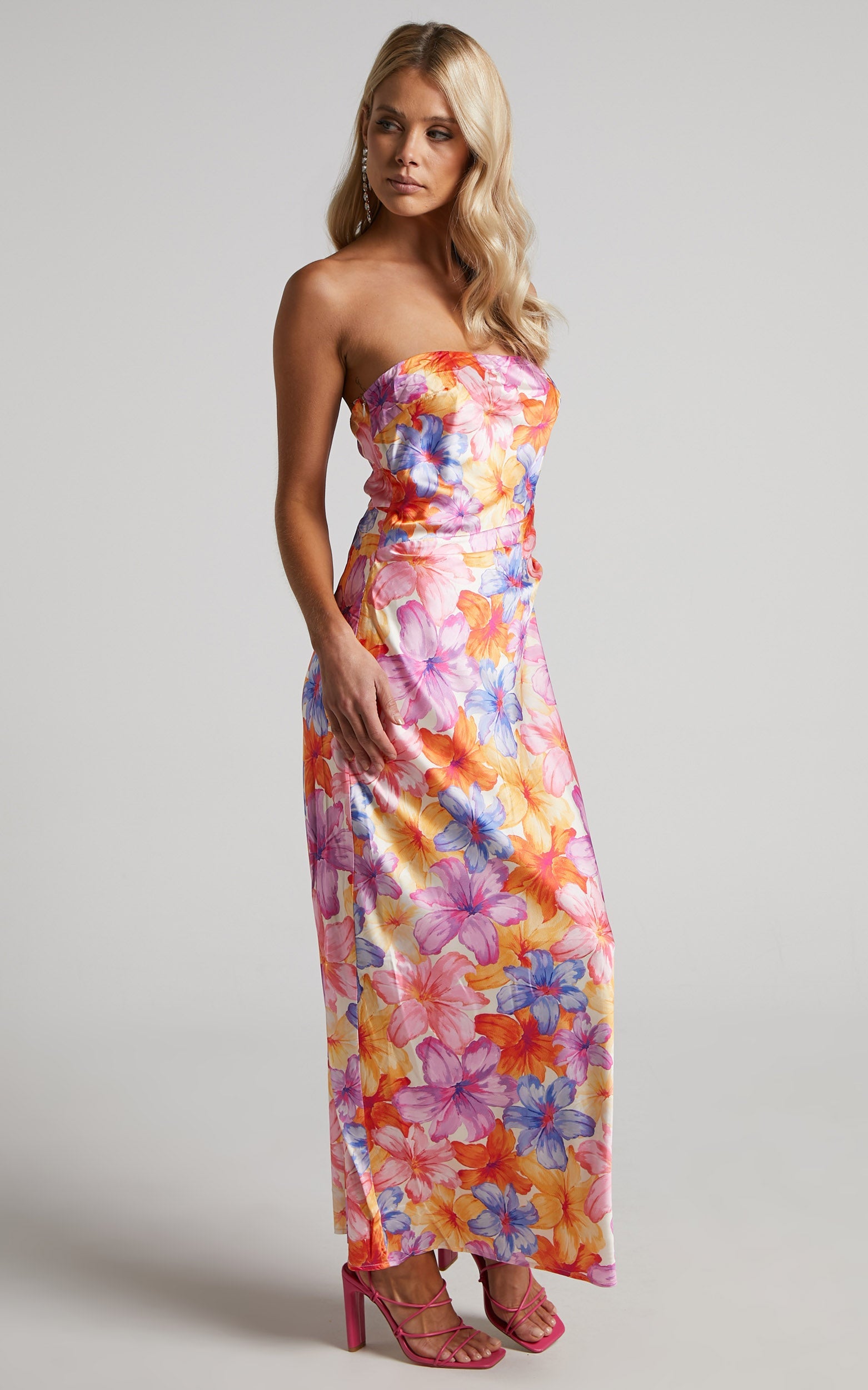Runaway The Label - Splendour Strapless Dress in Multi Floral