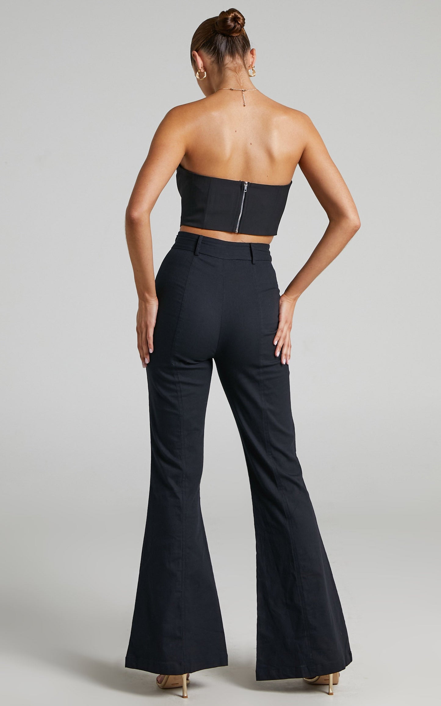 Chielo Pants - High Rise Fit and Flare Pants in Black