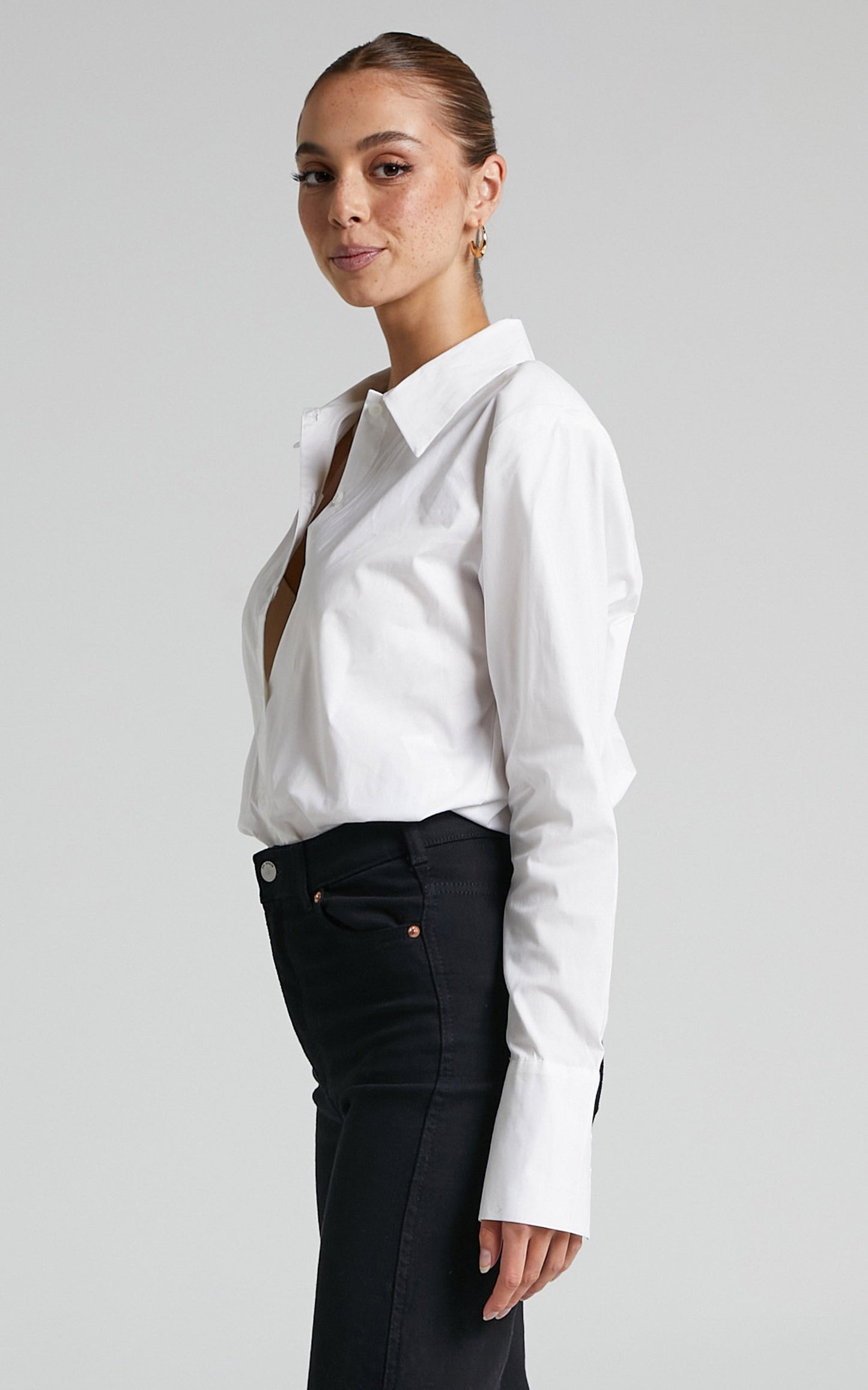 Danielle Bernstein - Button Down Bodysuit in Optic White