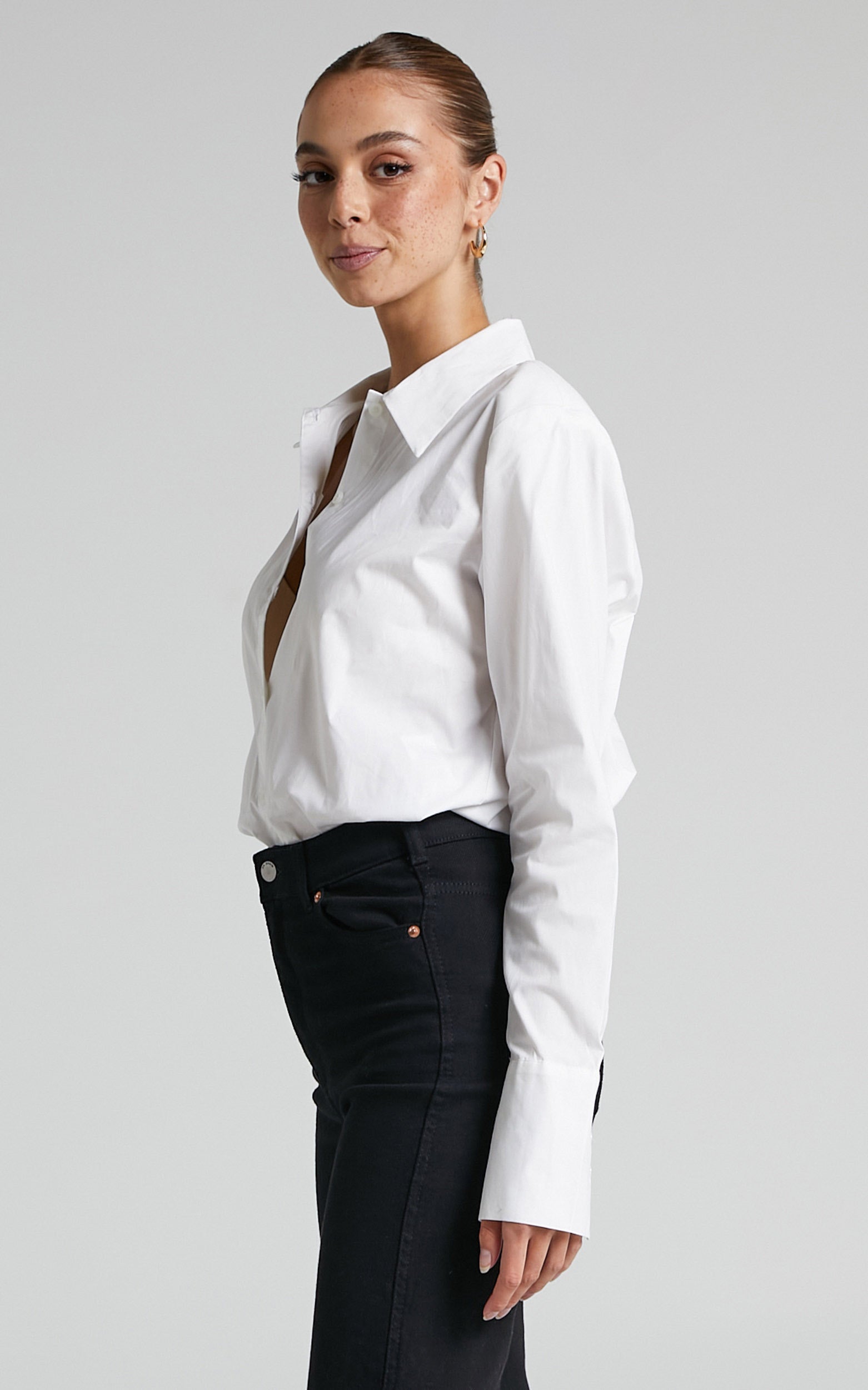 Danielle Bernstein - Button Down Bodysuit in Optic White