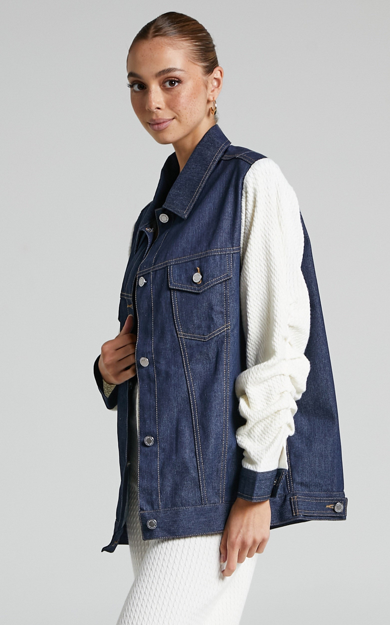 Danielle Bernstein - Oversized Cable Jacket in Rinse/Cream