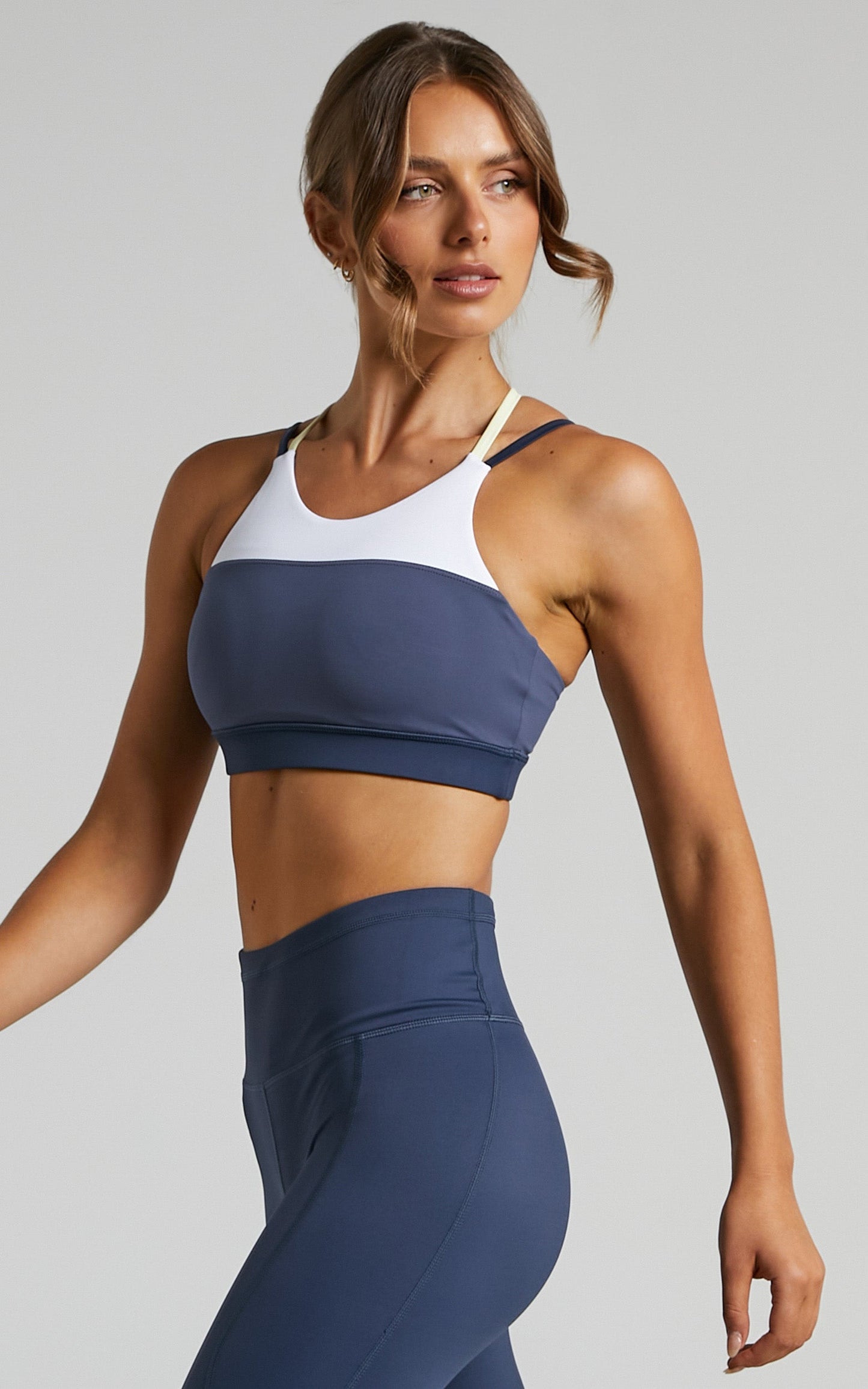 Lilybod - Brooke Sports Bra in White, Blue Nights & Lemon