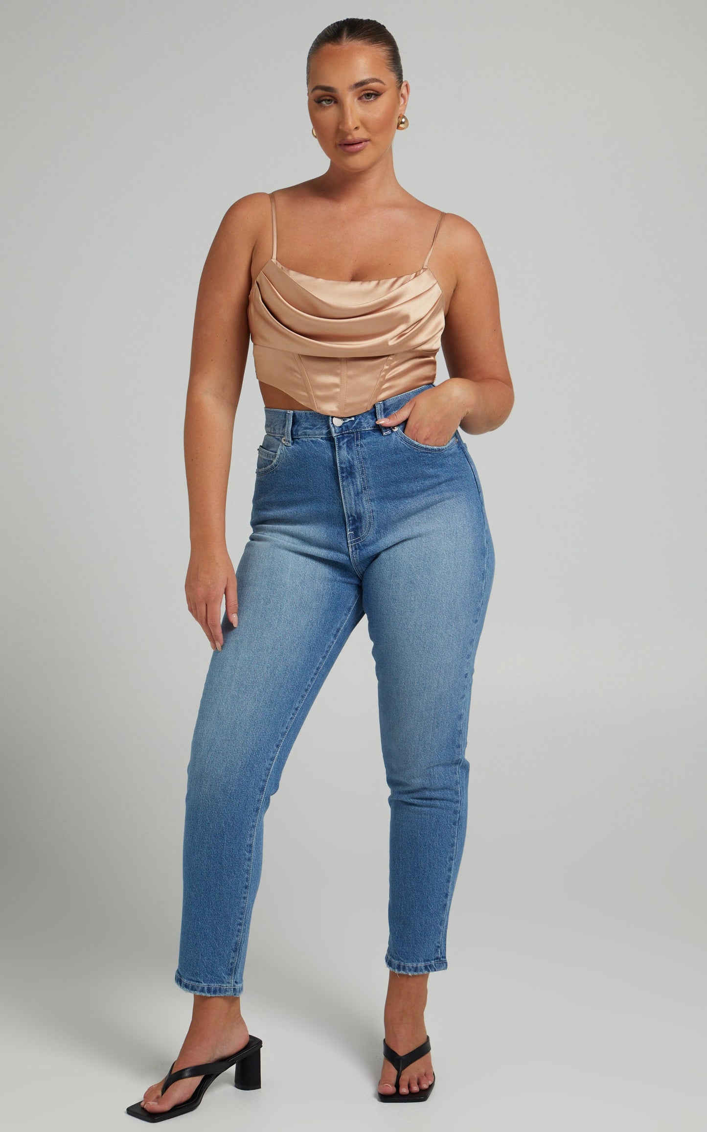 Dr Denim - Nora Jean in Mid Stone Stretch