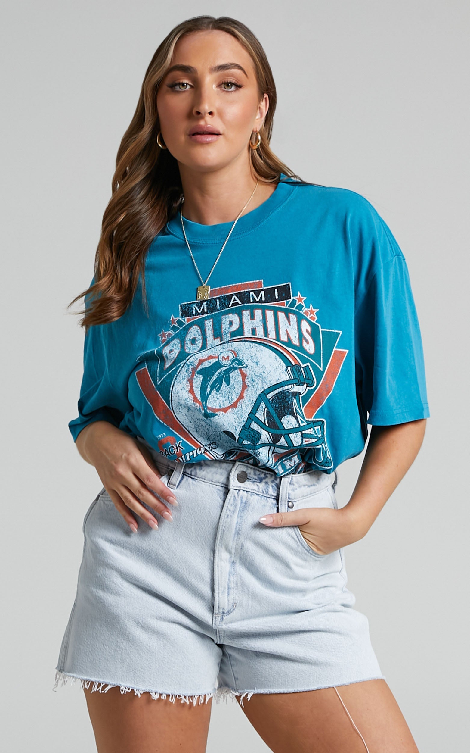 Mitchell & Ness - Miami Dolphins Vintage Super Bowl Tee in Faded Teal