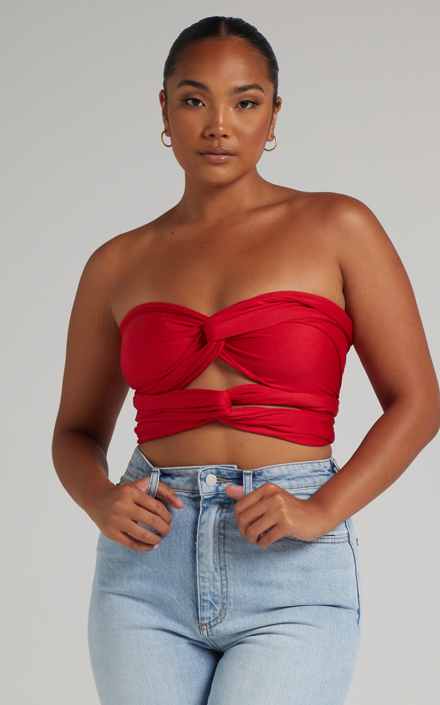 Lilah Multi Tie Crop Top in Red