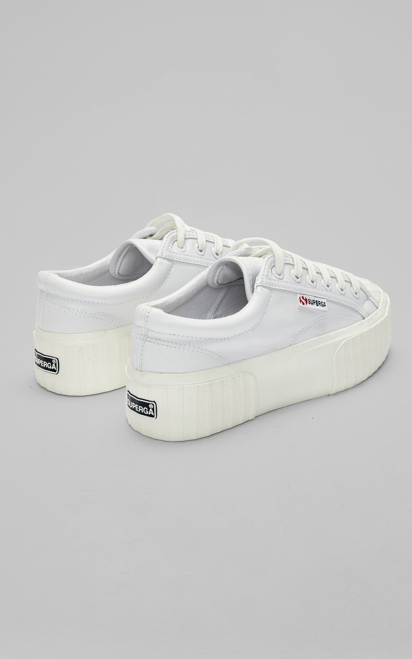 Superga - 2631 Stripe Platform Vegan Leather Sneakers in White