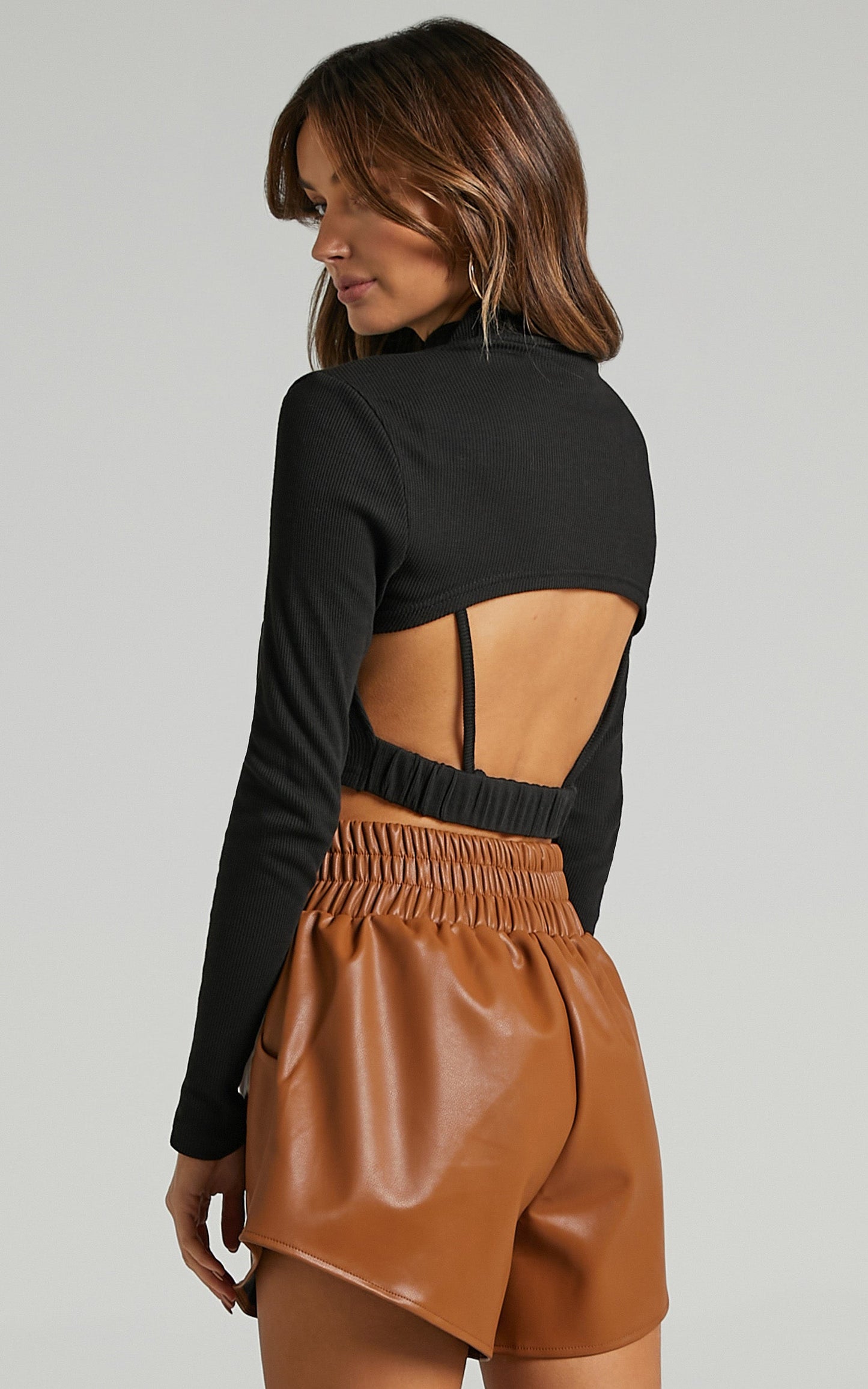 Breen Top - Cutout Crop Top in Black