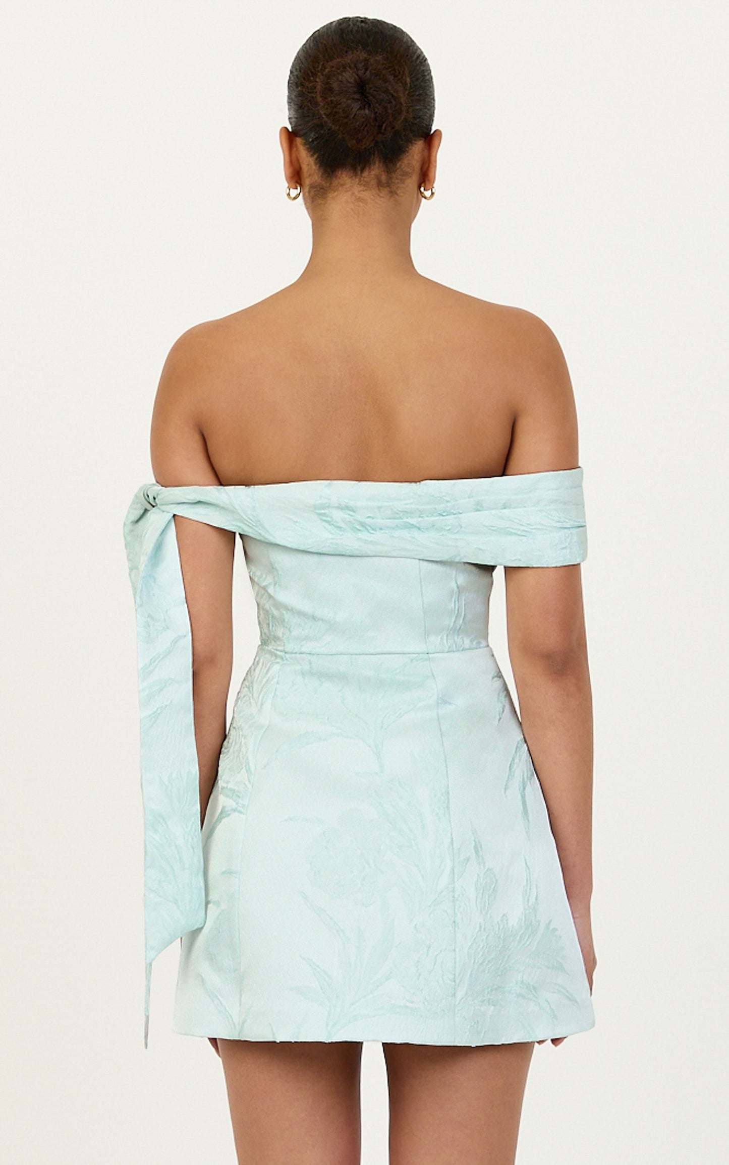 Cora Mini Dress - Off Shoulder Tie Detail Dress in Mint