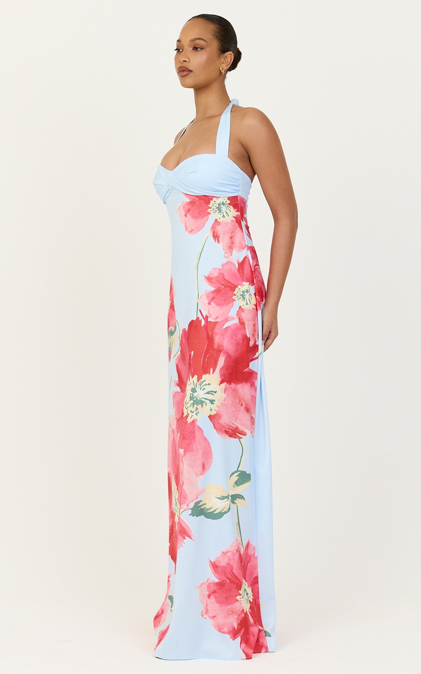 Luciana Maxi Dress - Halter Neck Twist Front Dress in Luciana Floral Print
