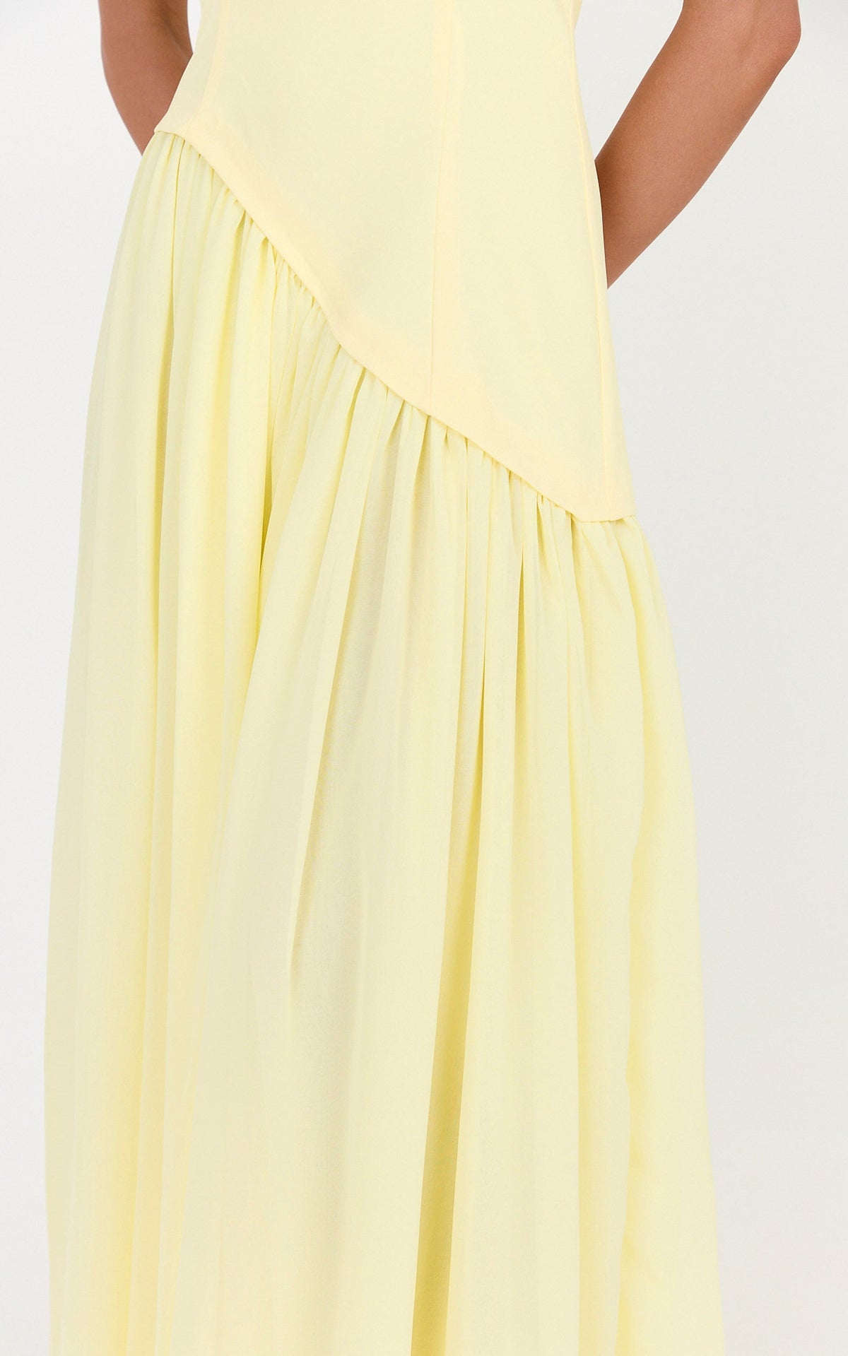 Calla Maxi Dress - Halter Neck Asymmetric Dropped Waist Dress in Lemon