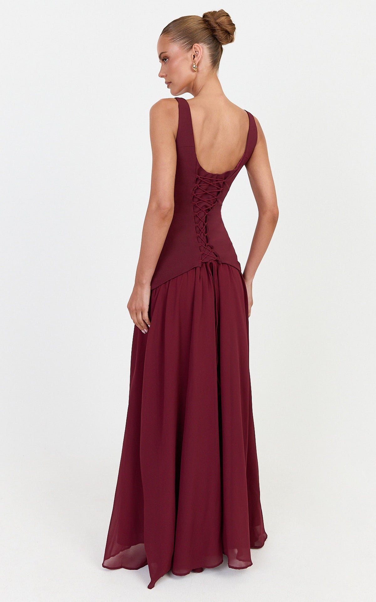 Coco Maxi Dress - Corset Bodice Fit And Flare Dress in Plum