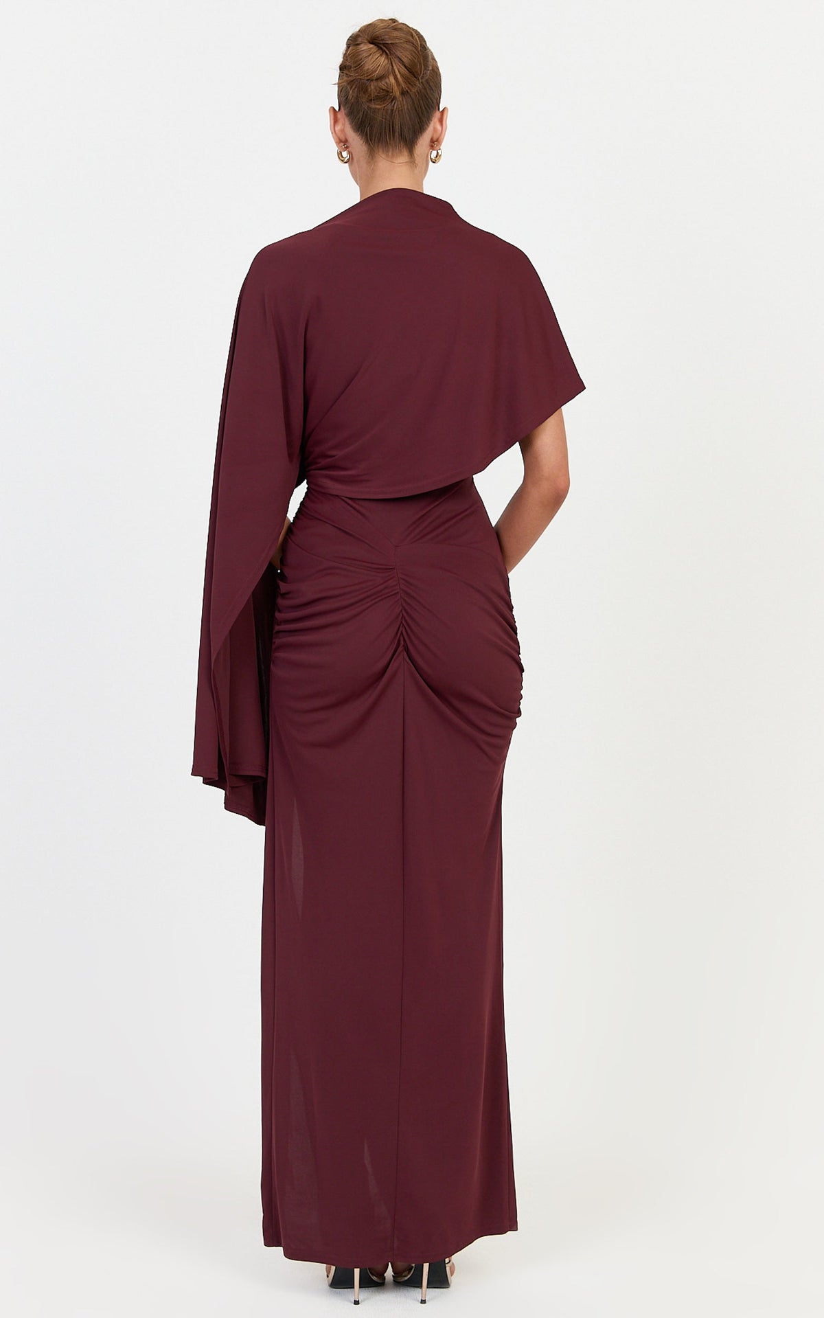Everly Maxi Dress - Asymmetrical Draped Dress in Plum