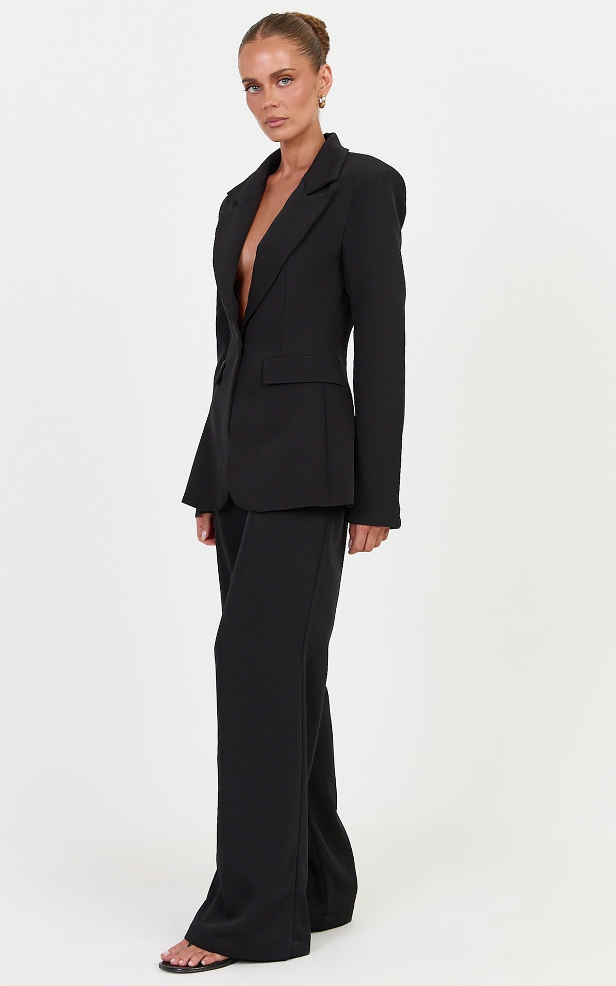 Juliette Blazer - Cinched Waist Structured Blazer in Black