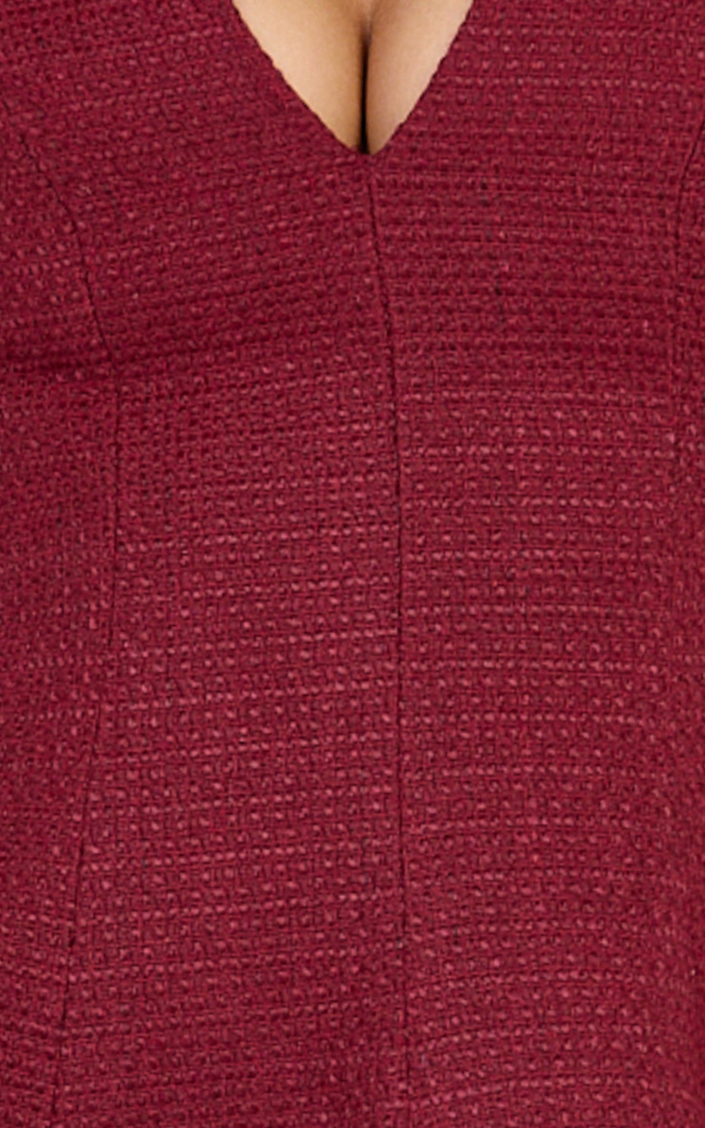 Nelson Mini Dress - Low Cut Boucle Fit & Flare Mini Dress in Wine