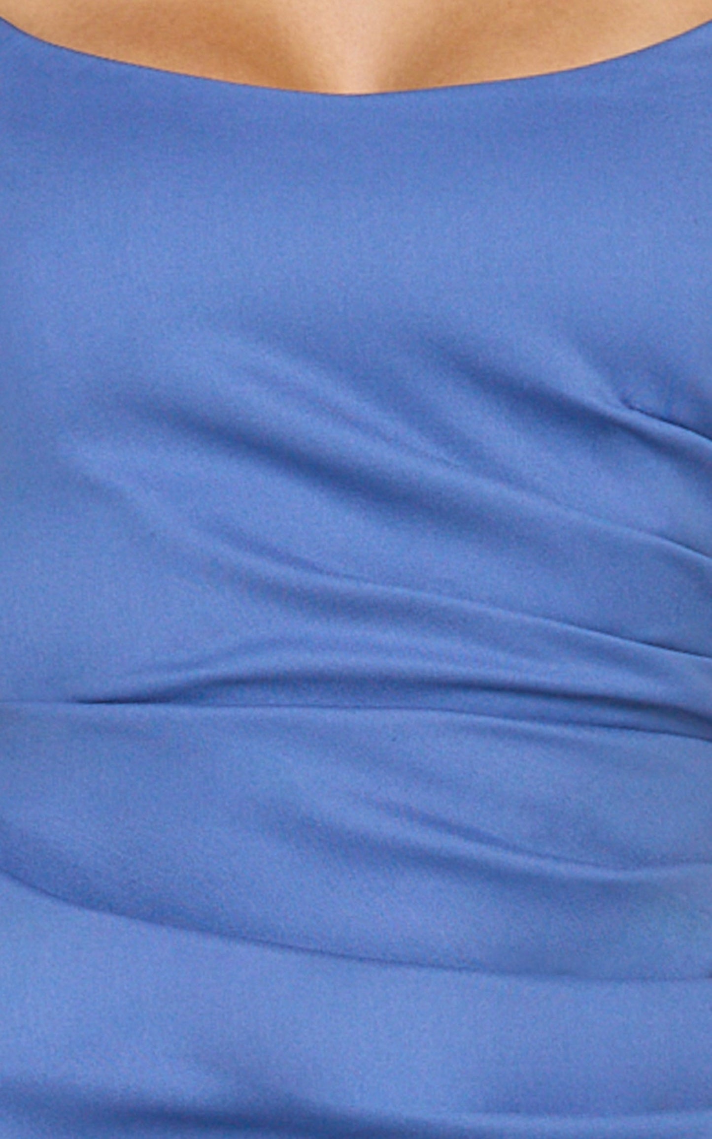 Liora Mini Dress - Low Back Scoop Neck Pintucked Dress in Steel Blue