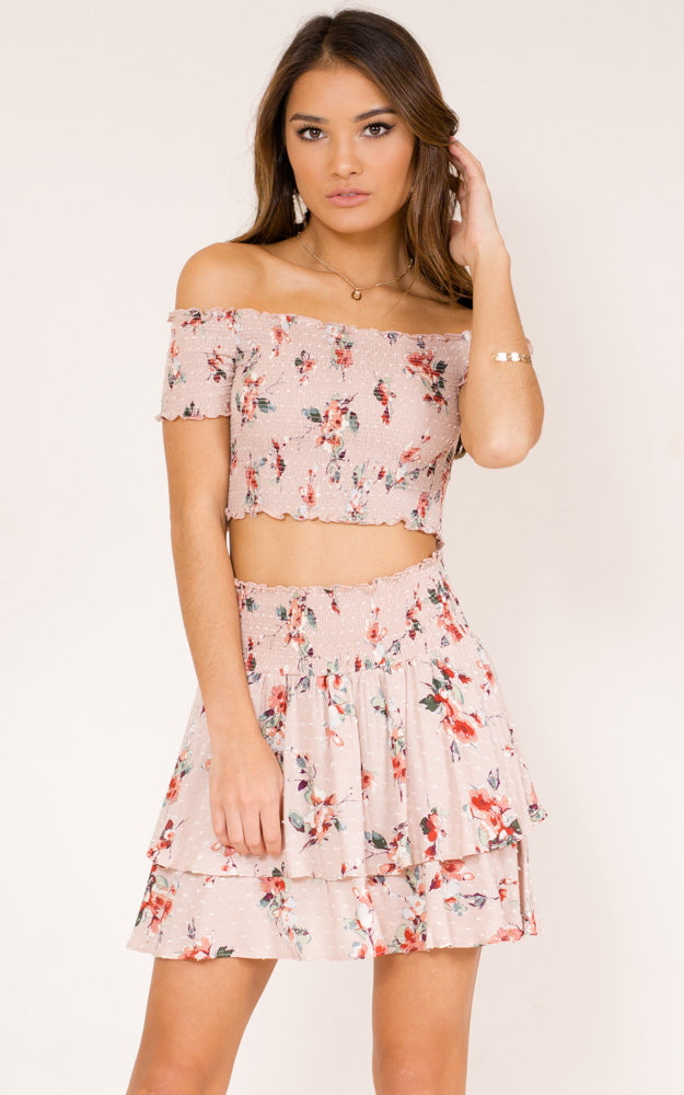 Change My Life Two Piece Set In Beige Floral