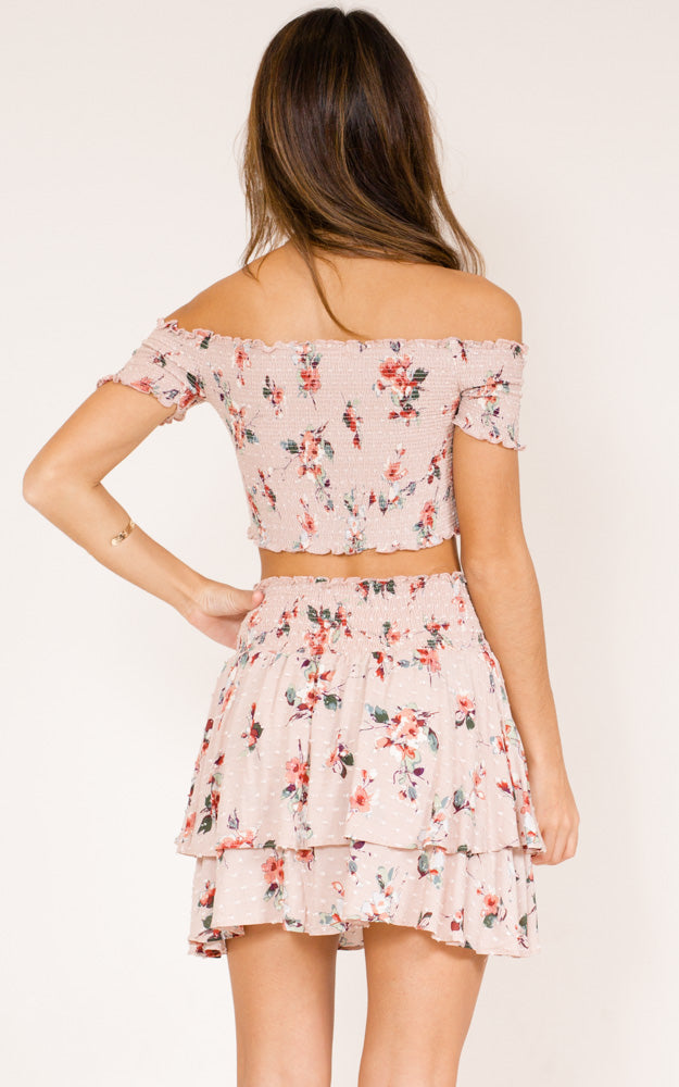 Change My Life Two Piece Set In Beige Floral