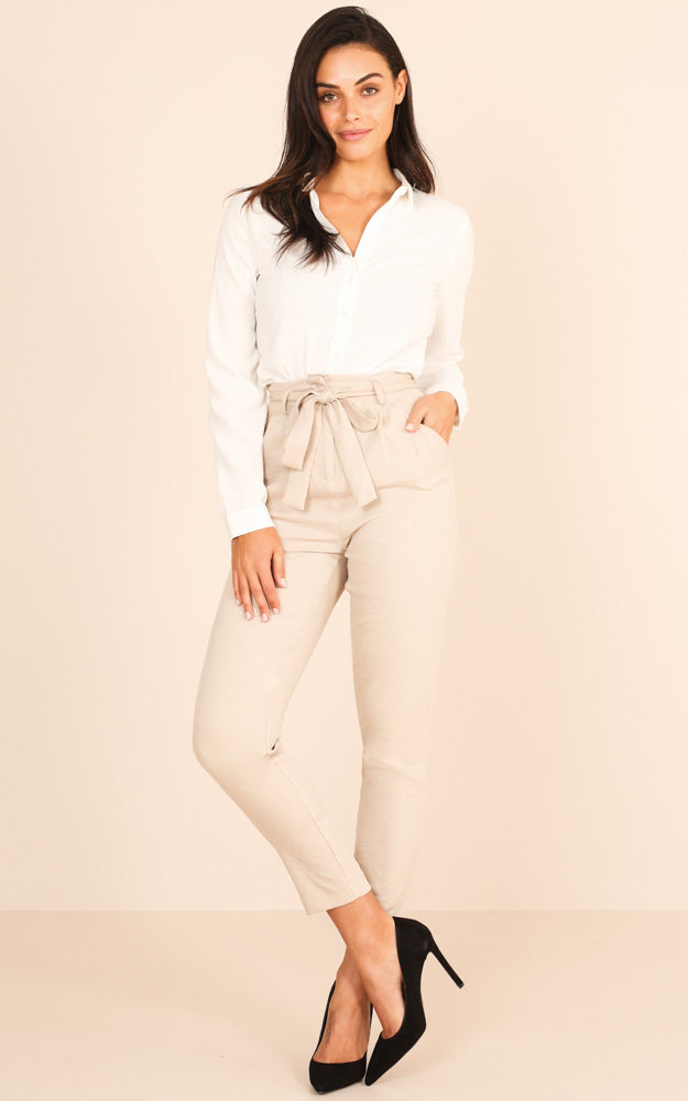 Influence Pants In Beige Linen Look