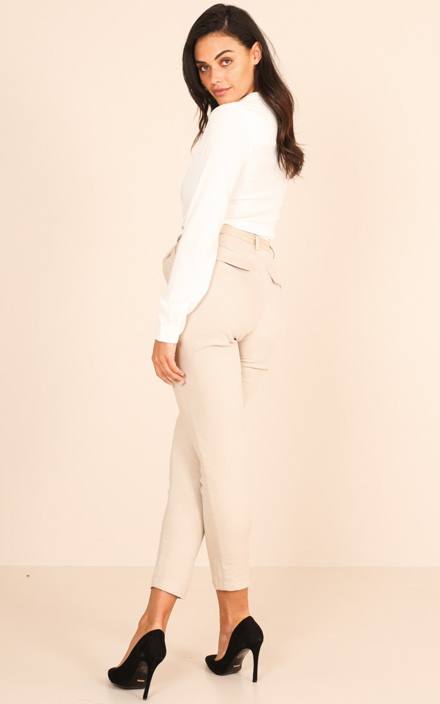 Influence Pants In Beige Linen Look