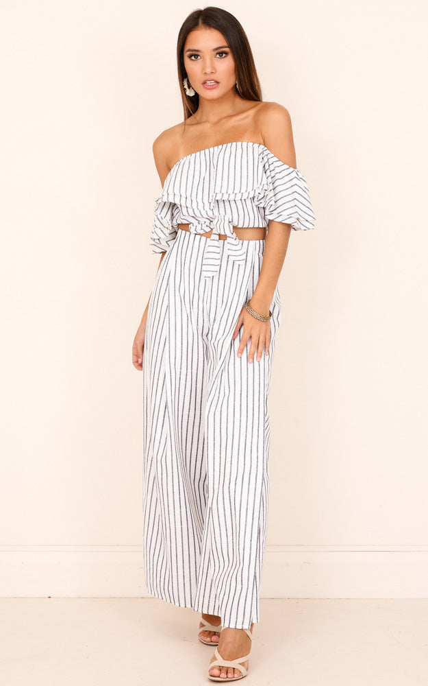 Count Your Lucky Stars Two Piece Set in White Stripe
