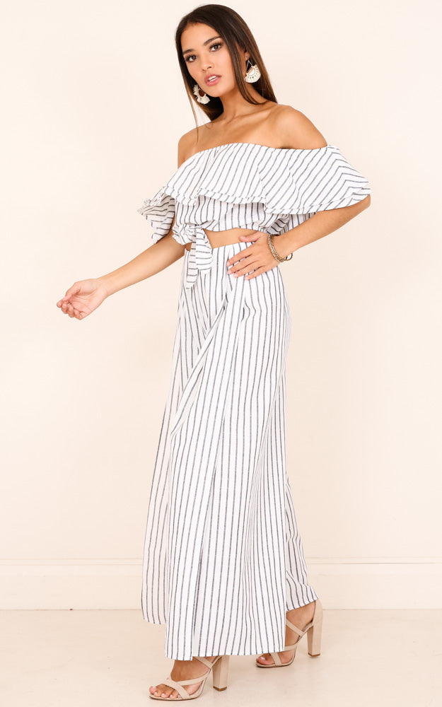 Count Your Lucky Stars Two Piece Set in White Stripe