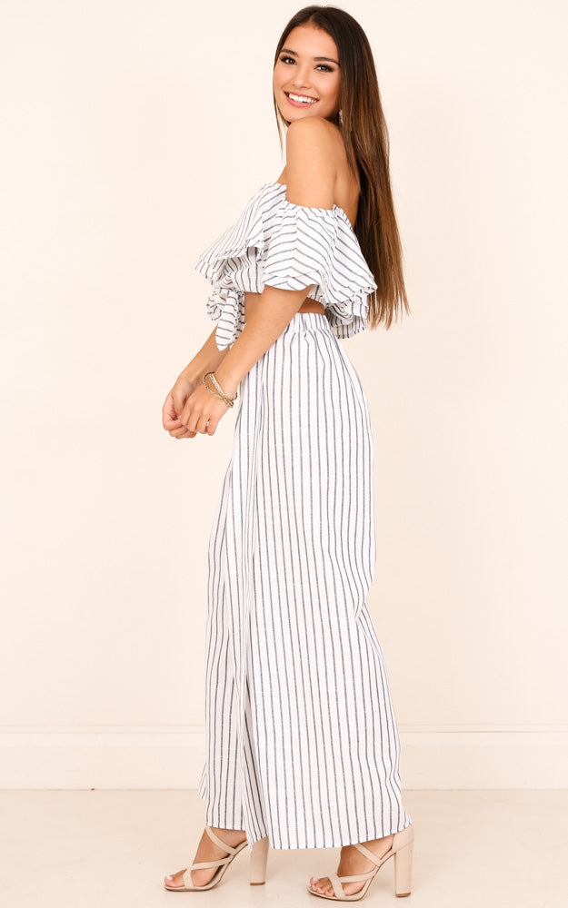 Count Your Lucky Stars Two Piece Set in White Stripe