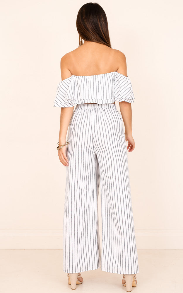 Count Your Lucky Stars Two Piece Set in White Stripe