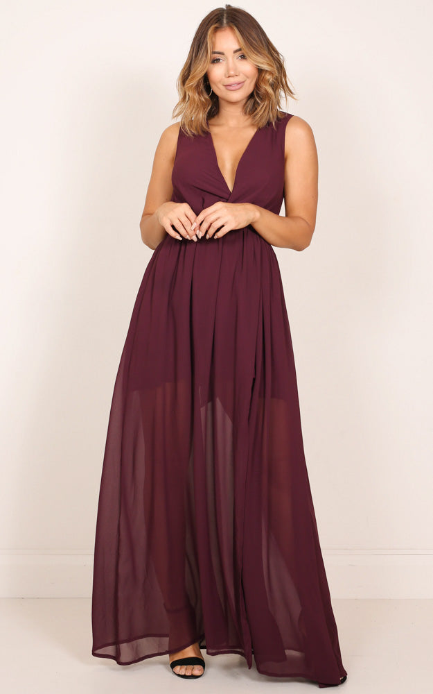 Melt Your Heart Maxi Dress In Wine