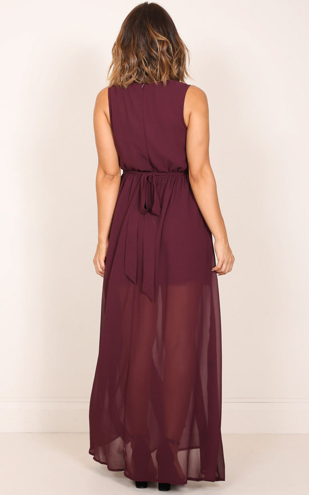 Melt Your Heart Maxi Dress In Wine