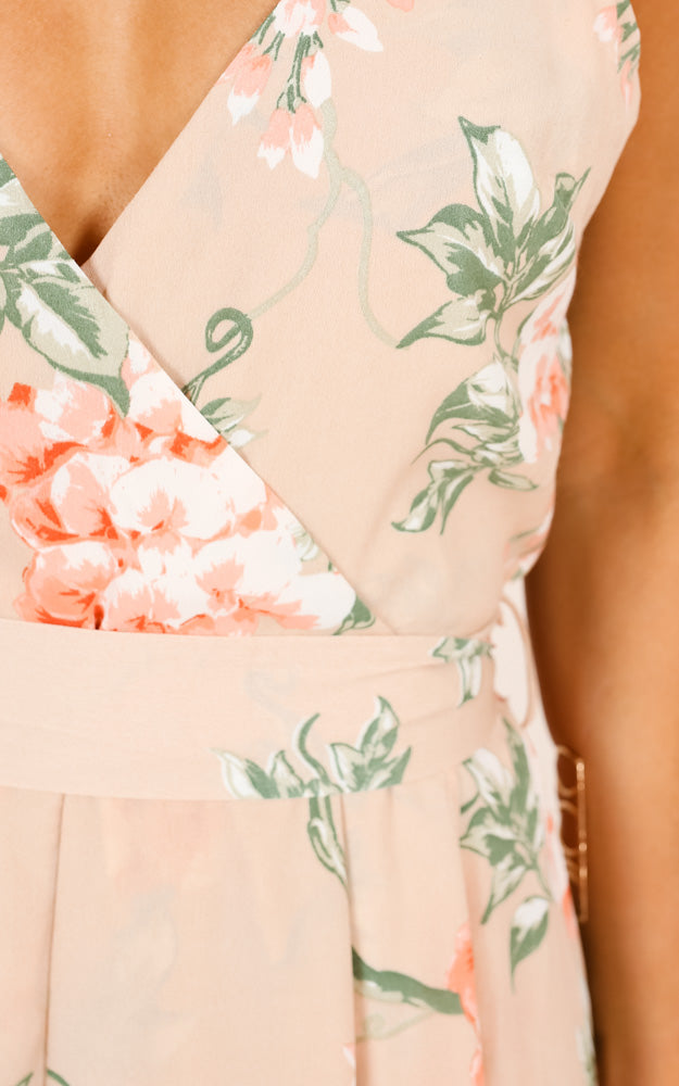 Never Want To Leave Jumpsuit In Beige Floral