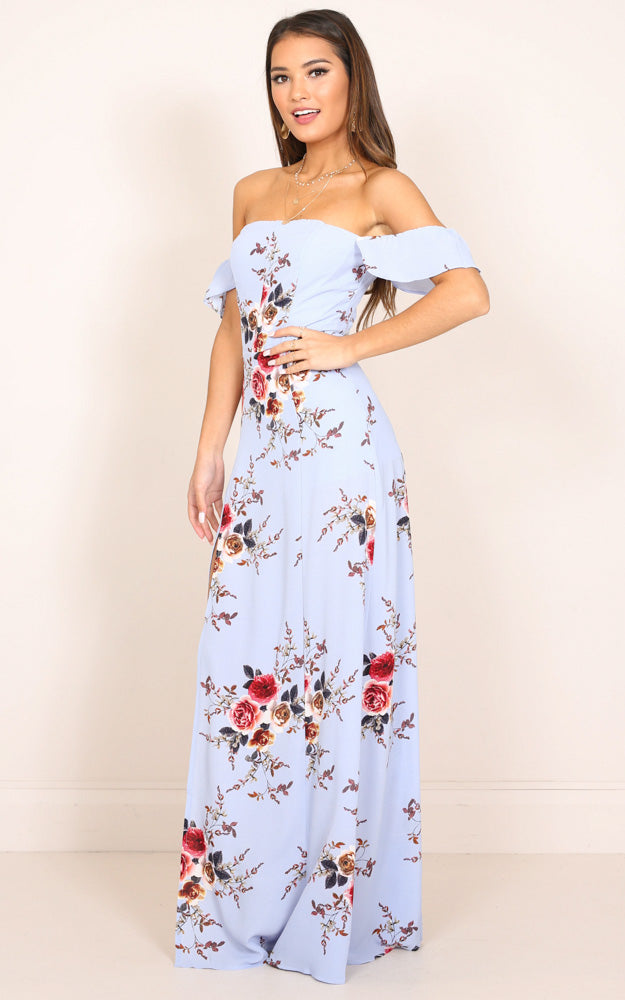 A Floral Affair Maxi Dress In Blue Floral