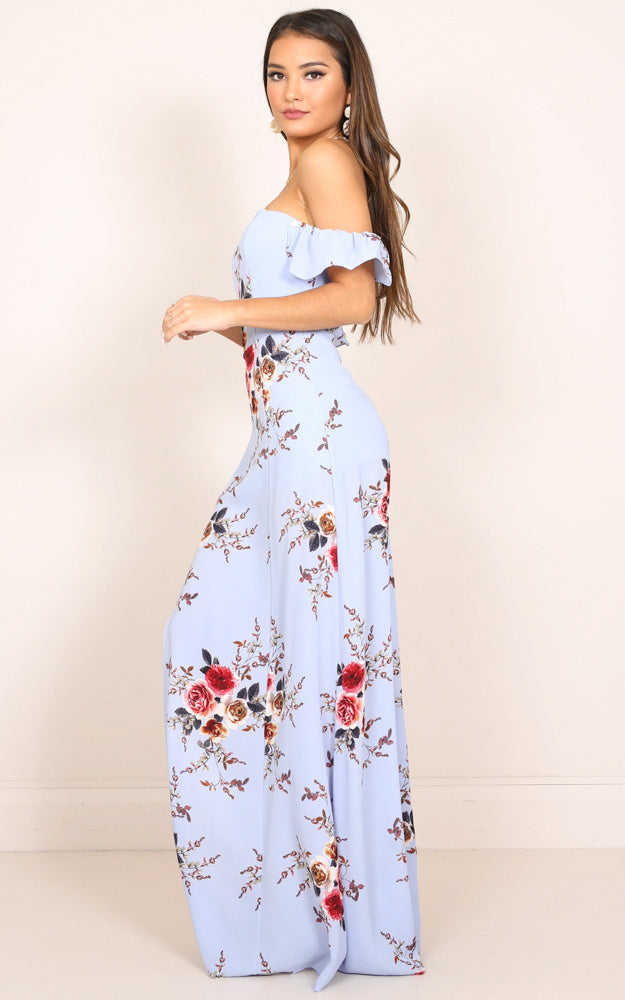 A Floral Affair Maxi Dress In Blue Floral
