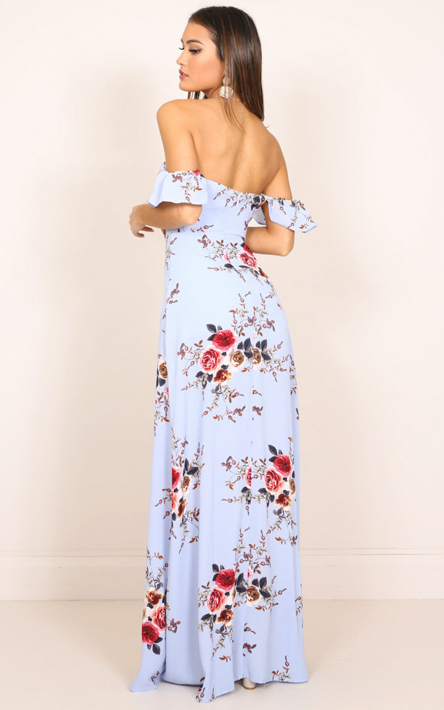 A Floral Affair Maxi Dress In Blue Floral