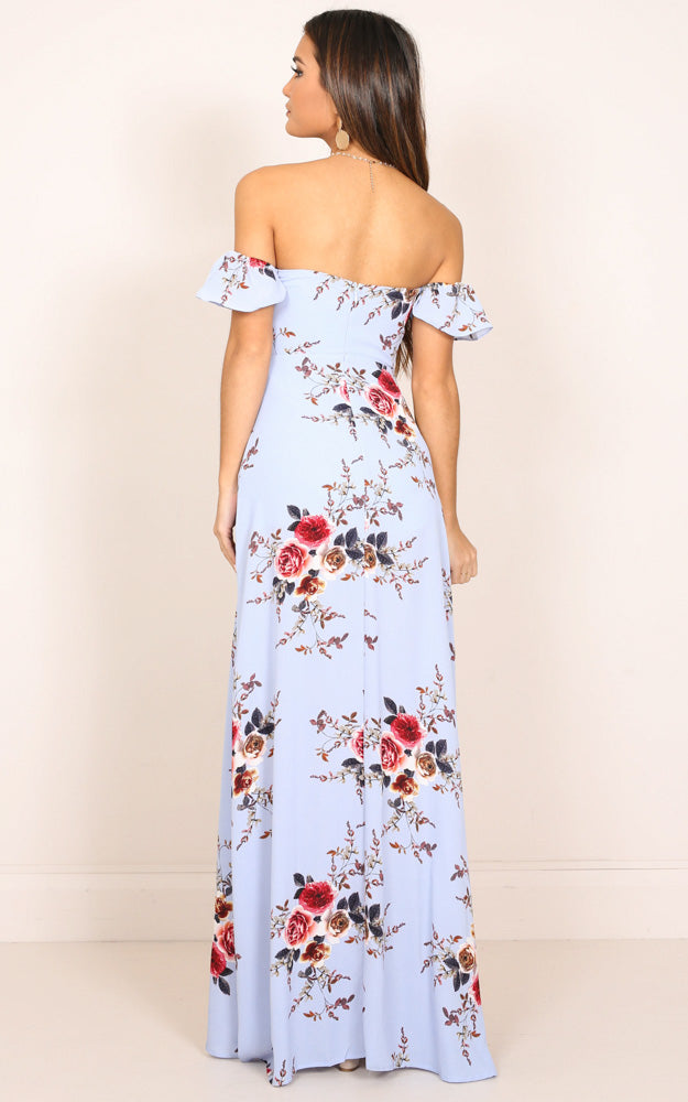 A Floral Affair Maxi Dress In Blue Floral
